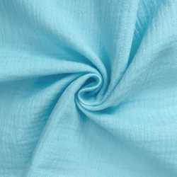 Ткань Муслин Жатый, цвет Небесно-голубой (на отрез)  в Владикавказе