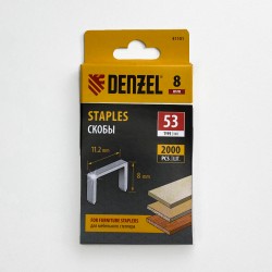 Denzel Скобы, 8 мм, для мебельного степлера, тип 53, 2000 шт.  в Владикавказе